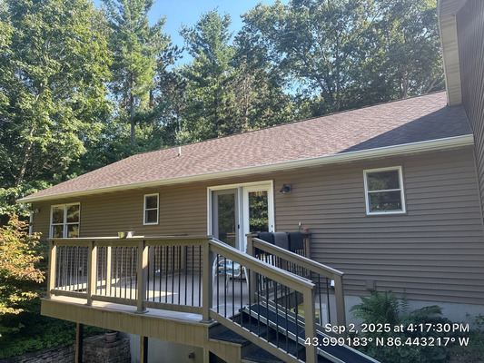 Gutter Cleaning To Remove Saplings And Debris Project in Ludington MI 49431